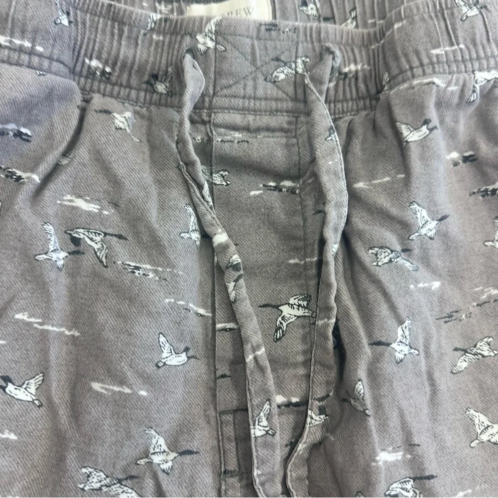 J. Crew Flannel Pajama Pants 100% Cotton Gray Birds Size Medium‎
